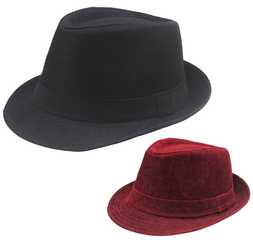 6260 2PCS Classic Fedora Hat US, Alpha, Large, X-Large, Black/Wine red